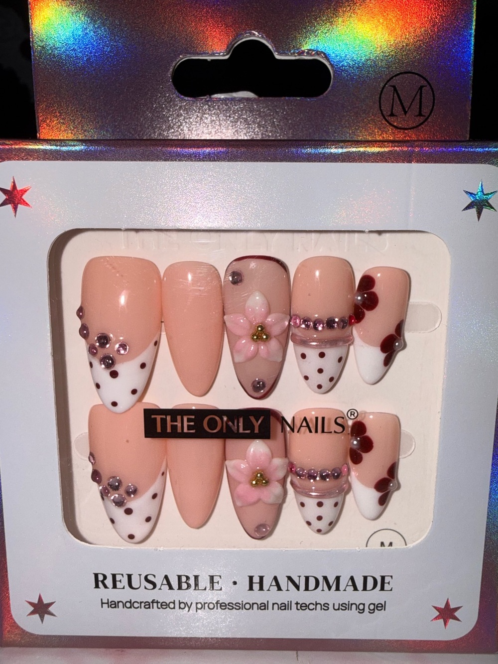 The Only Nails Reusable Pink Floral Press-On Nail Set